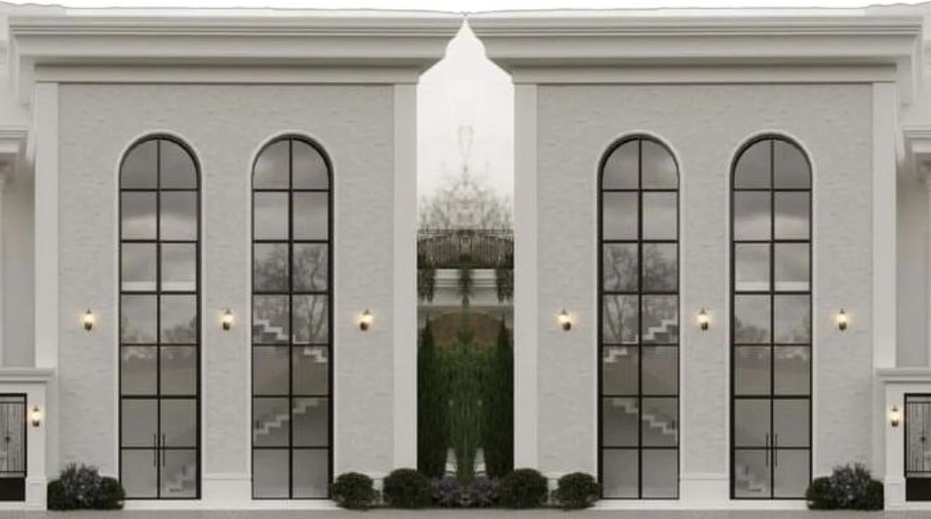 Jendela Lengkung Aluminium Klasik Modern untuk Void Ruangan Tinggi