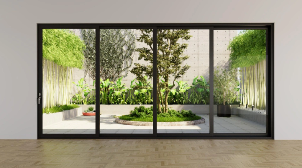 Model Pintu Geser Aluminium 4 Panel Lebar