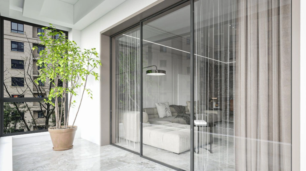 Model Pintu Geser Aluminium dengan Kaca Tempered