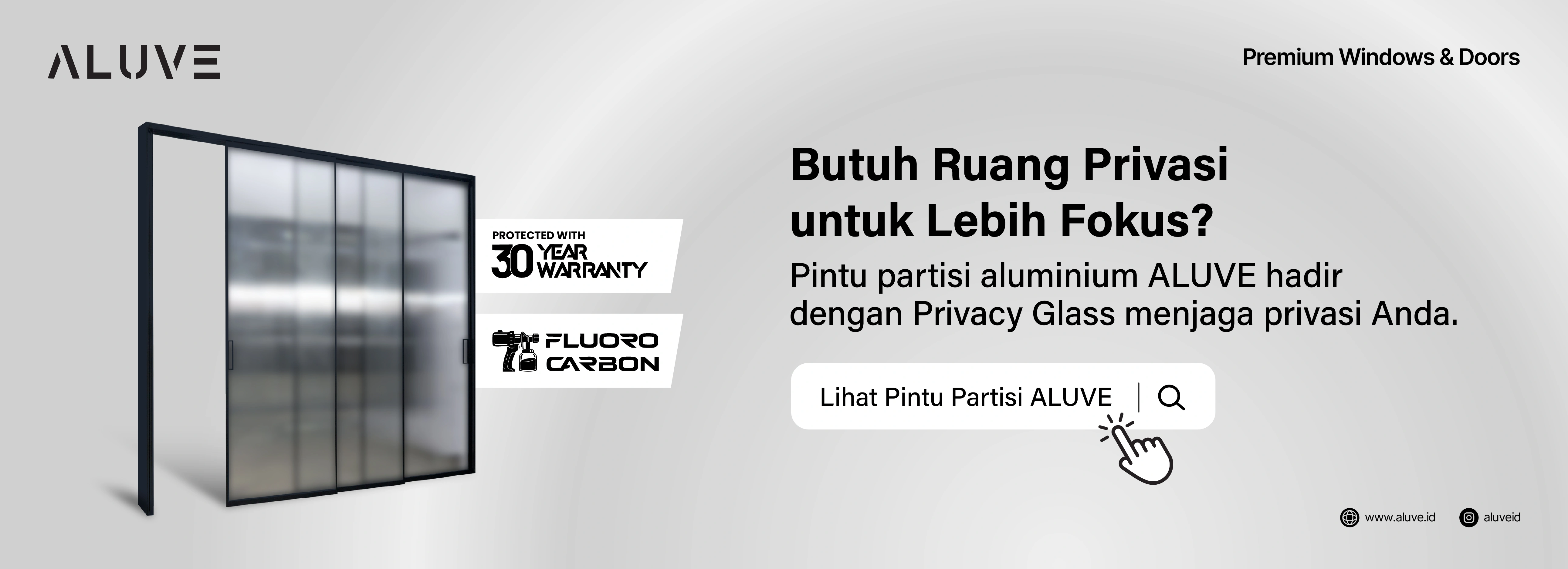 penuhi kebutuhan pintu partisi geser aluminium bersama ALUVE
